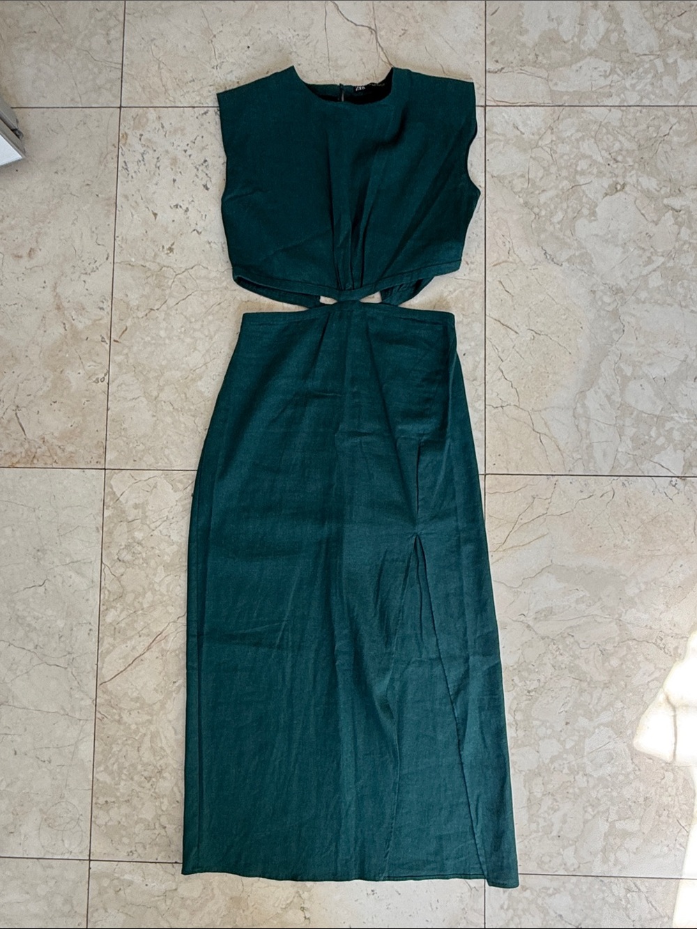 Zara Dark Teal Two-Piece Cut-Out Midi Dress